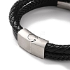 Men's Braided Black PU Leather Cord Multi-Strand Bracelets BJEW-K243-37AS-3