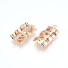 Brass Pave Clear Cubic Zirconia Connector Charms KK-T074-50G-2