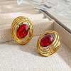 304 Stainless Steel Resin Stud Earrings WGDB989-02-1