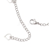 Natural Black Agate(Dyed & Heated) & Natural Pearl & 304 Stainless Steel Heart Tassel Curb Chain Necklaces NJEW-JN05342-5