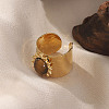 Oval Natural Tiger Eye Finger Rings WG460C0-02-1