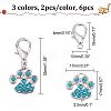 CHGCRAFT 6Pcs 3 Colors Alloy Rhinestone Pendant Decoration HJEW-CA0001-26-2