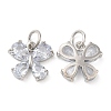 Rack Plating Brass Pave Clear Cubic Zirconia Butterfly Charms KK-Z026-03P-1