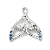 Brass Pave Light Sky Blue and Clear Cubic Zirconia Sea Animal Connector Charms KK-M326-07C-P-1