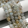 Faceted Natural Dragon Veins Agate Beads Strands G-F447-12mm-I01-2