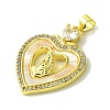 Mother's Day Real 18K Gold Plated Brass Micro Pave Clear Cubic Zirconia Pendants KK-H472-13G-08-2