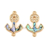 Natural Paua Shell Anchor Link Connector Charms KK-Z140-03G-1