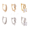 12Pcs 6 Style Brass Micro Pave Cubic Zirconia Hoop Earring Findings ZIRC-PJ0001-06-10