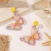 Alloy & Rhinestone & Raffia Stud Dangle Earrings WGA08E4-02-1