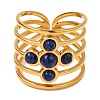 Cross Natural Lapis Lazuli Finger Rings RJEW-Q822-41G-01-2