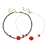 2Pcs 2 Colors Glass Seed Beaded Necklace Sets NJEW-MZ00053-1