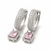 Rack Plating Brass Micro Pave Cubic Zirconia Hoop Earrings EJEW-H091-25-2