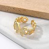 Brass Micro Pave Clear Cubic Zirconia Cuff Rings for Women RJEW-U041-02G-3