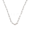 Rack Plating 304 Stainless Steel Paperclip Chain Necklaces NJEW-Q348-01P-1-1