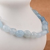 Natural Aquamarine Bead Stretch Bracelets BJEW-K213-54-2