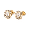 Cubic Zirconia & Rhinestone Square Stud Earrings EJEW-A080-06M-G-2