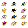 12Pcs 2 Styles Brass Micro Pave Cubic Zirconia Links Connectors KK-HS0015-22B-1