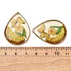 Brass & Transparent Epoxy Resin & Dried Flower Pendants RESI-G133-05G-01-3
