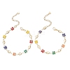 Brass Enamel Clover Link Chain Bracelets BJEW-JB13025-2