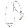 201 Stainless Steel Hollow Heart Pendant Snake Chain Necklaces for Women LS-NJEW-B124-02P-5