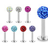 316 Surgical Stainless Steel Rhinestone Round Ball Threadless Labrets WG0410F-02-5