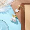 Heart Angel Glass Seed & Plastic Pearl Pendant Bookmark AJEW-MZ00002-01-2