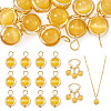 12Pcs Brass & Glass Imitation Cat Eye Round Charms PALLOY-TAC0237-02-1