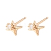 Brass Micro Pave Clear Cubic Zirconia Star Stud Earrings EJEW-L278-02G-4