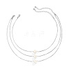 3Pcs Brass & Imitation Pearl Round Pendant Necklaces WGFA1C2-02-2