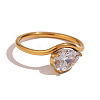 304 Stainless Steel with Clear Cubic Zirconia Finger Rings FS-WGBB24B-04-1