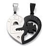 Heart 304 Stainless Steel Rhinestone Split Pendants STAS-I060-02C-1