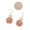 Glass Seed Bead with 304 Stainless Steel Christmas Dangle Earrings EJEW-MZ00534-4