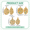 6Pcs 3 Styles Brass Micro Pave Colorful Cubic Zirconia Pendants FIND-WR0012-71-2