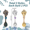 6Pcs 3 Colors Alloy & Natural Gemstone Pendants PALLOY-HY00092-2