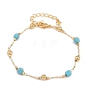 Brass & Synthetic Turquoise Link Chain Bracelets KK-H299-03G-4
