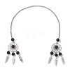 Woven Net/Web with Feather Alloy Pendant Decorations HJEW-JM02298-02-1