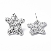 Non-Tarnish 304 Stainless Steel Textured Star Stud Earrings for Women EJEW-F300-01P-2