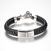 Men's Braided Leather Cord Bracelets BJEW-H559-09B-3