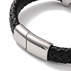 Men's Braided Black PU Leather Cord Bracelets BJEW-K243-29P-3