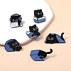 6Pcs 6 Styles Cute Black Cat Alloy Enamel Brooch PW-WG02615-01-3