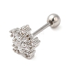 Brass Micro Pave Clear Cubic Zirconia Stud Earrings LS-EJEW-L265-11P-1