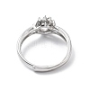 Adjustable Rhodium Plated 925 Sterling Silver Clear Cubic Zirconia Ring Components STER-C011-02P-3