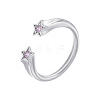 Brass Micro Pave Cubic Zirconia Cuff Open Rings for Women FS-WG15C9D-06-1