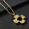 Cross with Heart 304 Stainless Steel Cubic Zirconia Pendant Necklaces NJEW-H070-01G-02-2