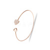 Double Heart Alloy Rhinestone Cuff Bangles for Women WGD430F-03-2