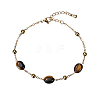 Real 18K Gold Plated Stainless Steel Natural Tiger Eye Handmade Chain Bracelets for Women FW1421-3-1