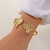 Textured 304 Stainless Steel Heart Cuff Bangles for Women BJEW-A154-01A-G-1