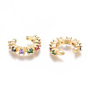Golden Plated Brass Micro Pave Cubic Zirconia Cuff Earrings EJEW-L244-26G-2