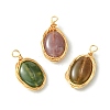 Natural Indian Agate Copper Wire Wrapped Pendants PALLOY-JF02500-02-1