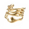 304 Stainless Steel Wave Open Cuff Ring RJEW-T023-31G-1